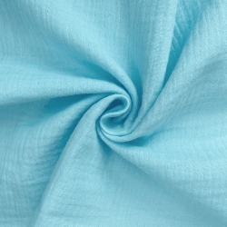 Ткань Муслин Жатый, цвет Небесно-голубой (на отрез)  в Муроме