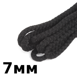 Шнур с сердечником 7мм,  Чёрный (плетено-вязанный, плотный)  в Муроме